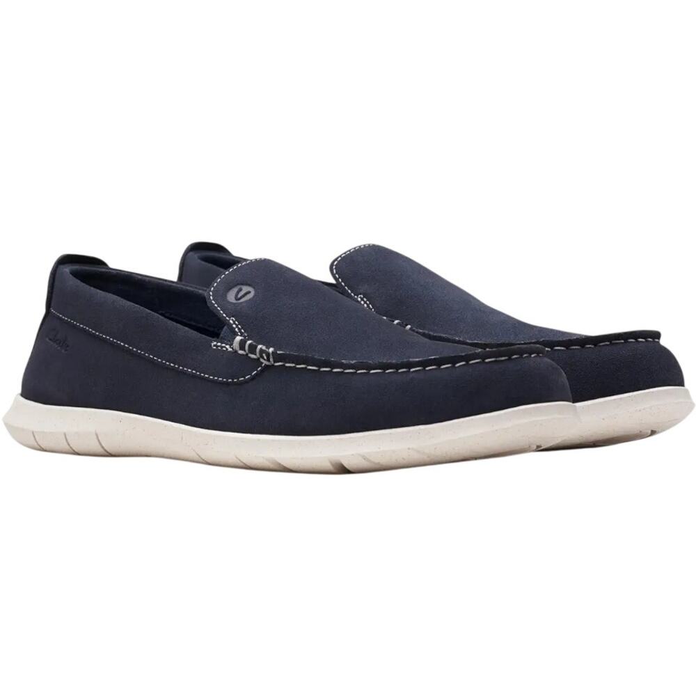 Clarks Mens Flexway Step Casual Sneakers Size 8.5 EU 41.5 Navy Blue Suede NWOB